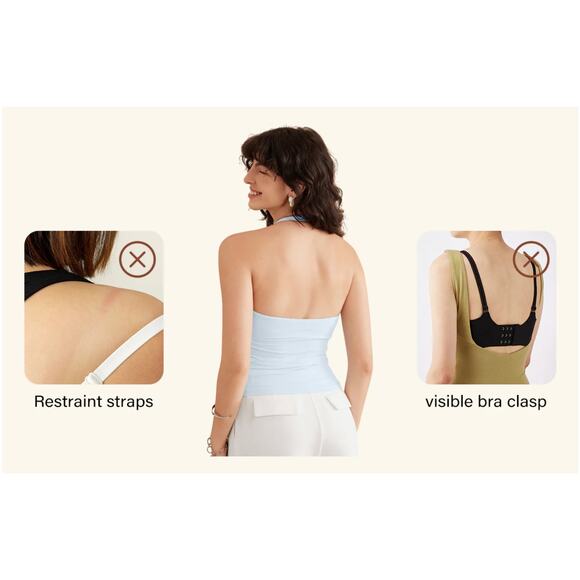 OGL Eco-SkinKiss Halter Neck Side Gathered New Airy Brami Tank NWT SIZE S - Picture 2 of 2